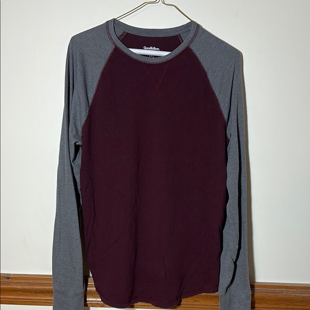 Goodfellow & Co Red and Gray Long Sleeve Raglan Tee